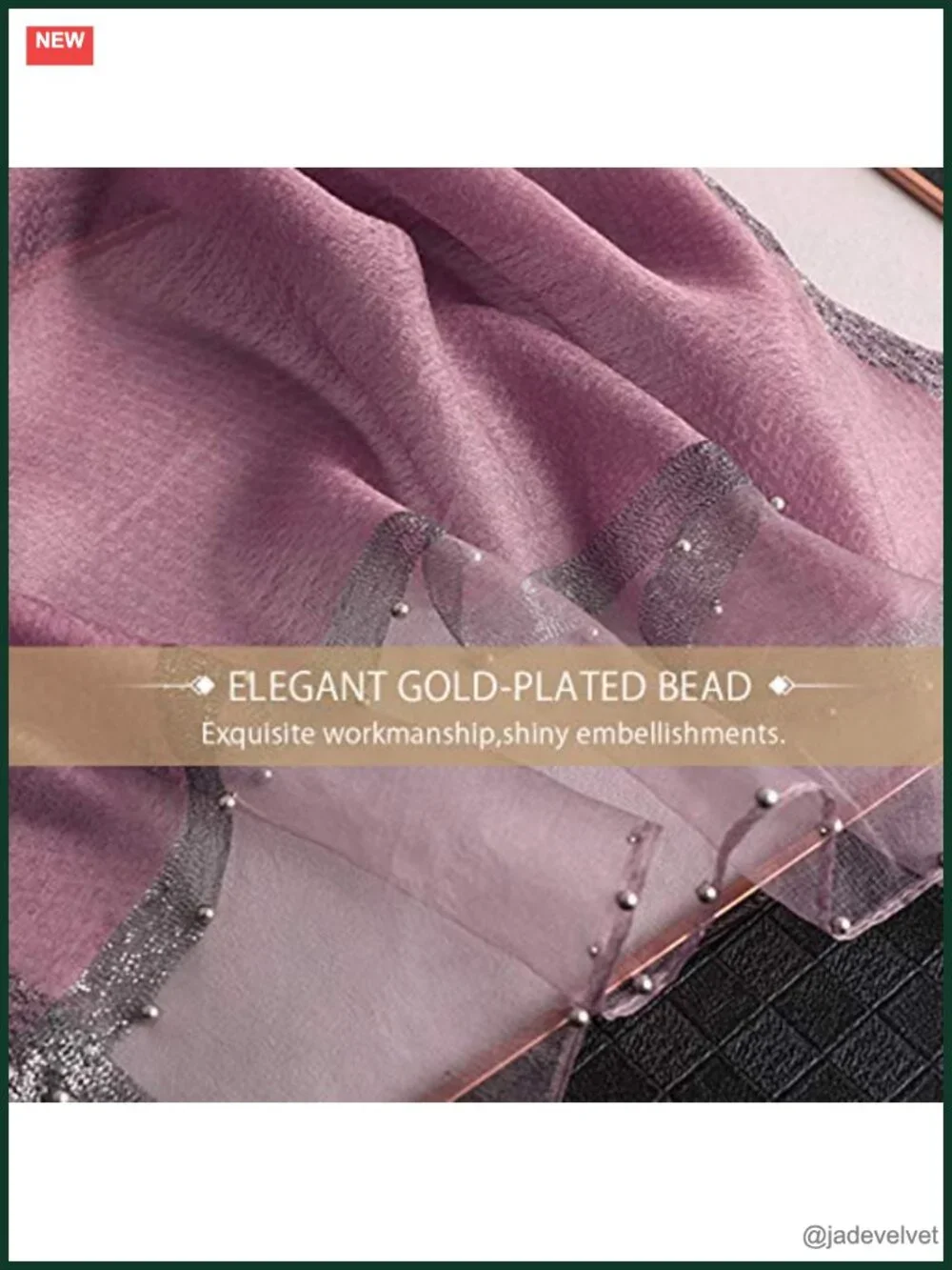 Silk Chiffon Scarf Sun Protection Shawl Bead Embellishment